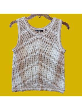 Dunnes  Sleeveless & Vest Crochet  Sweater Tank Top beige/White  Small